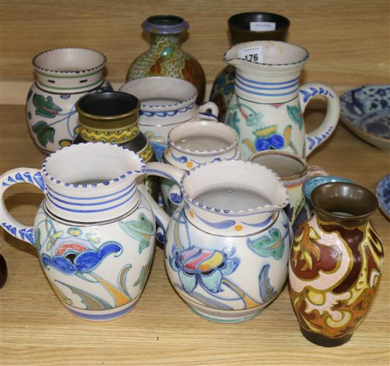 A collection of Horiton, Gouda pottery etc